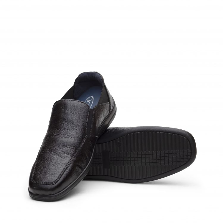 LAM04-BLK-Black Leather Men Shoes